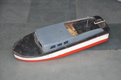 Vintage Harbor Queen MT Trademark Litho Battery Big Water Boat Tin Toy, Japan - Image 1 of 4