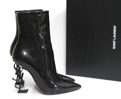 Nuevo Talla 6/36.5 Saint Laurent Opyum Punta YSL Logo Tacón Botines Zapatos Foto 1 de 4