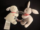 Jacadi Paris White Lamb & Pink Stripe Bunny Baby Rattle Toy