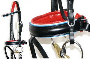 FSS RED WHITE BLUE TRIPLE Slimline Comfort Padded Poll Crank or Grackle BRIDLE F - Picture 1 of 2