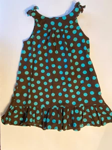 Cherokee Toddler girl Sundress 2 Pc Dress + Diaper Cover Brown & Blue dot Sz 24M - Picture 1 of 4