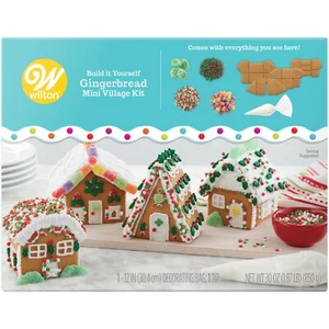 Wilton Build it Yourself Holiday Fun Gingerbread Mini Village Decorating Kit 4 H - Picture 1 of 8