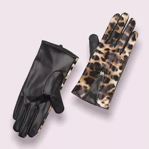 Vince Camuto Leopard Print Vegan Leather Gloves size S Small 7 NWT - Picture 1 of 1