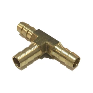 5/16 HOSE BARB TEE Brass Pipe 3 WAY T Fitting Thread Gas Fuel Water Air - Picture 1 of 1
