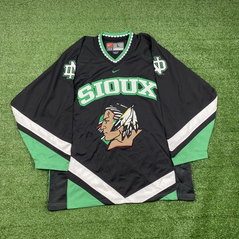 Vintage Nike North Dakota Fighting Sioux Hockey Jersey Nike Size Large Cover