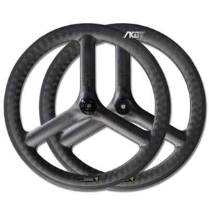 24 Inch 520 3 Spokes Wheel Road Bike Carbon Fiber Wheelset Tubeless Disc Brake - Picture 1 of 8