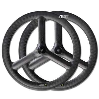 24 Inch 520 3 Spokes Wheel Road Bike Carbon Fiber Wheelset Tubeless Disc Brake - Image 1 of 4