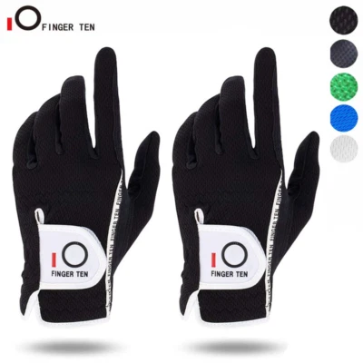 Paquete de 2 guantes de golf para hombre zurdos diestros negros grises agarre para lluvia caliente sin sudor Foto 1 de 4