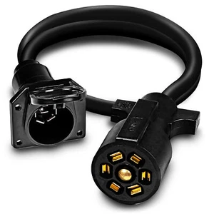 Arnés de cable de extensión de enchufe de remolque de 3 pies y 7 pines 10-14 AWG cuello de ganso - Imagen 1 de 7