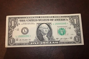 ULTRA RARE - 2013 $1 STAR NOTE - $1USD - CRISP CIRCULATED L 15005392* - Picture 1 of 2