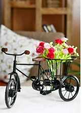 Wooden Wrought Iron Cycle Rickshaw Showpiece Sculpture Flower Vase Toy For Kids