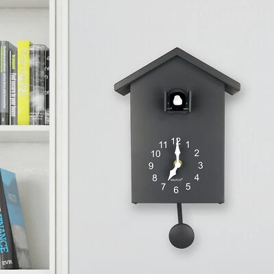 Reloj de Pared Cuco Minimalista Blanco Gris 4 Pájaros Cambiables Timbre Péndulo Foto 1 de 4