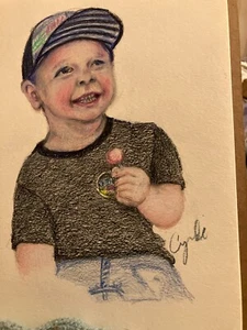 dibujo a lápiz color niño con piruleta - Imagen 1 de 3