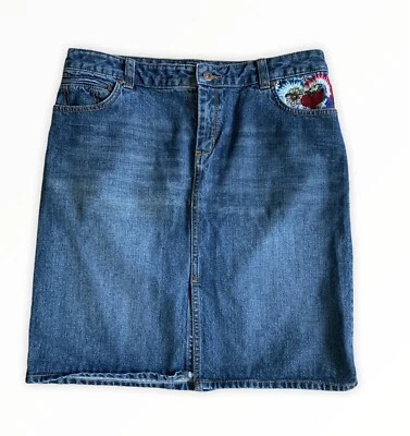 Falda vaquera bordada hasta la rodilla Tommy Hilfiger para mujer talla 8 Foto 1 de 4