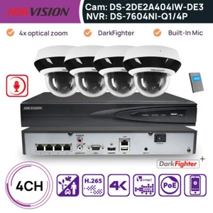 Hikvision 4CH 4K NVR 4MP 4X Zoom PTZ Camera Security CCTV System MIC DarkFighter - Picture 1 of 23