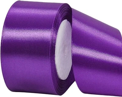 PURPLE 3" 75mm Wide Poly Ribbon For Wedding Florist Gift Craft Decorations Xmas - Image 1 of 4
