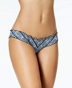 Cheeky Ruched Back Bikini Bottoms Womens Size Medium Black Multi-Color Ruffle - Picture 1 of 10