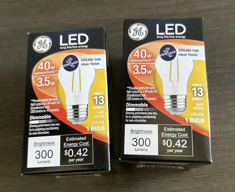 GE LED 40W Soft White Ceiling Fan A15 - 2-1 Pack Of Bulbs-NO Shipping To CA - Image 1 of 1