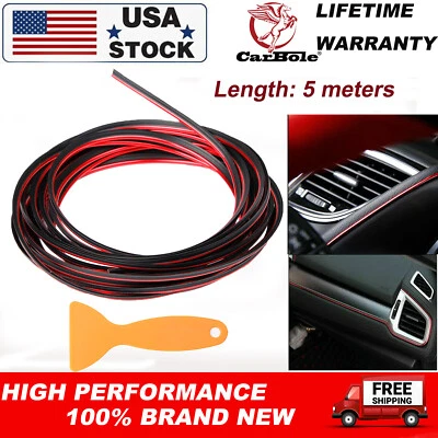 5m Car Door Panel Edge Gap Strip Cover Decor Molding Trim Car Accessories Red US - Image 1 of 4