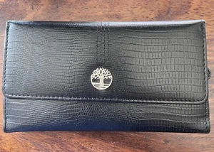 Timberland Mujer Cartera de Cuero con Solapa, Cartera Grande de Cuero Negro. Cartera Negra - Imagen 1 de 6
