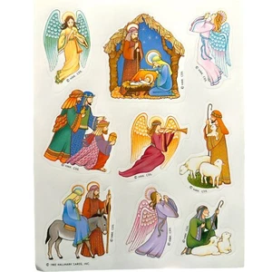 Sello Vintage 1983 Pegatinas Fiestas Navidad Belén Mary Joseph - Imagen 1 de 4