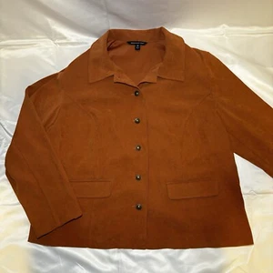 Briggs New York Women Jacket Blazer Size 2x Burnt Orange Long Sleeve Button Up - Picture 1 of 15