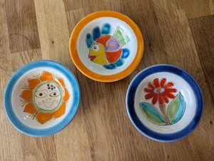 Hand Painted Signed Giovanni De Simone Pottery Art Italy Small Plates Rare Sun - Picture 1 of 8