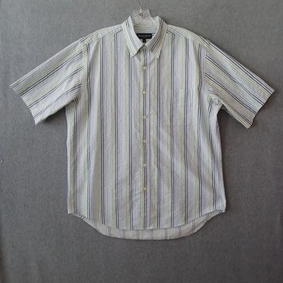 Austin Reed London 衬衫男式大号多色条纹短袖休闲衬衫 — 第 1/4 张图片