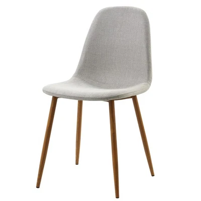 Silla de tela minimalista Teamson Home asientos gris claro tela madera grano patas Foto 1 de 4