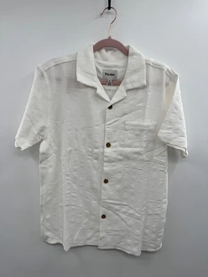 Camisa Rhythm Daytona Para Hombre M Blanca Texturizada Manga Corta Abotonada Clásica Nueva Con Etiquetas Foto 1 de 4
