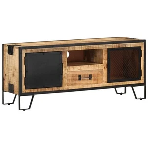 TV Cabinet Natural Mango Wood, Black vidaXL - Picture 1 of 12