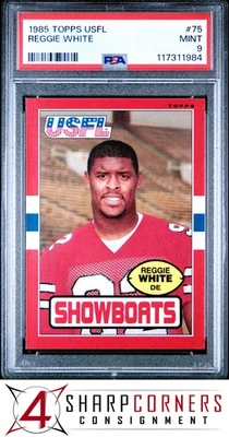 1985 TOPPS USFL #75 REGGIE WHITE RC SHOWBOATS HOF PSA 9 - Image 1 of 2