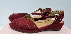 L'Amour Des Pieds Paris Brenn Suede Strappy Sandals Shoes Red Size 6M - Picture 1 of 18