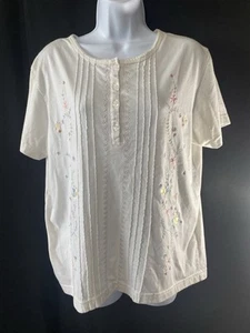 Shenanigans Womens Kitschy Shirt Size Large Cottagecore Granny Core 80’s Dainty - Picture 1 of 12