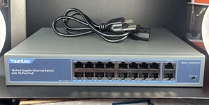 Conmutador YuanLey 18 puertos Gigabit PoE 2 Gigabit Uplink 16 PoE+ 1000 Mbps Precio de venta sugerido por el fabricante $ 119 - Imagen 1 de 6