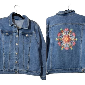 Disney Encanto Jean Jacket Girls XL 14-16 Denim Graphic on Back Denim  - Picture 1 of 6