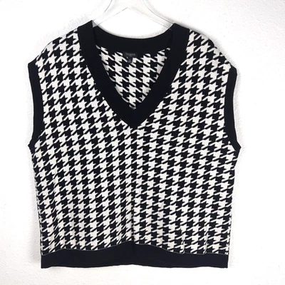 ¡Suéter sin mangas Talbots para mujer! X negro blanco a cuadros oficina Foto 1 de 4