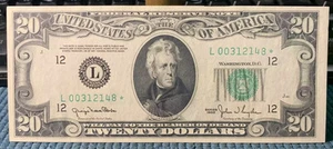 Choice UNC 1950 $20 San Francisco district Star Note Federal Reserve Note * - Picture 1 of 3