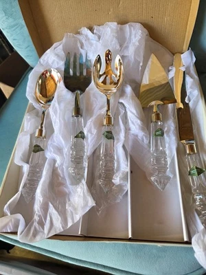 Juego de 5 utensilios para servir Shannon Crystal By Godinger nuevo en caja cuchara cuchillo Foto 1 de 4