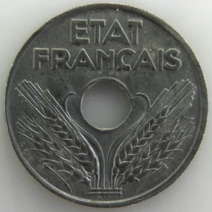 French State 20 Cents - Zinc - VF - 1943 - France - Coin [EN] - Picture 1 of 3