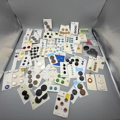 Vintage to Now Sewing Buttons Mixed Lot Brands & Colors On Cards Craft Supplies - Image 1 of 4