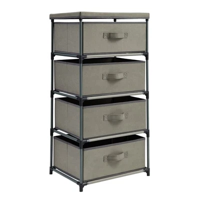 4-Tier Tall Closet Dresser with Drawers - Clothes Organizer and Storage (Gray) - Image 1 of 4