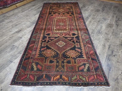 Alfombra geométrica turca vintage, alfombra turca hecha a mano de pueblo de Anatolia 4,1 x 10,3 pies Foto 1 de 4