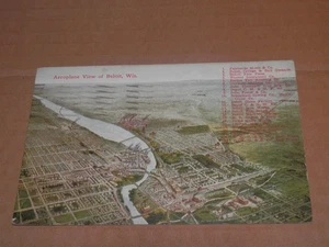 BELOIT WISCONSIN - POSTKARTE AUS DER ÄRA 1907-1915 - FLUGZEUGANSICHT mit NUMMERIERTEN STANDORTEN - Bild 1 von 3