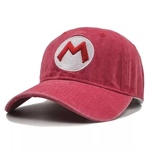 Cartoon Mario Distressed Washed Cotton Baseball Cap Mens Vintage Dad Hat Trucker - Picture 1 of 1