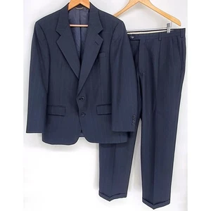 VTG Christian Dior Monsieur Mens Navy Pinstripe Two Piece Suit Blazer Size 40s - Picture 1 of 13