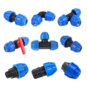Plastic MDPE Compression Fitting Plain Water Pipe Connector Elbow Tee 20-63mm - Picture 1 of 30