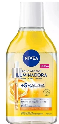 NIVEA AGUA MICELAR ILUMINADORA/MICELLAR WATER/400ML/VITAMIN C/REMOVES WATERPROOF - Image 1 of 4