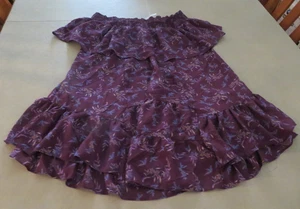 Free People XS Sheer Blouse Floral Burgundy Elasticized Neck Hanger Loops - Picture 1 of 4