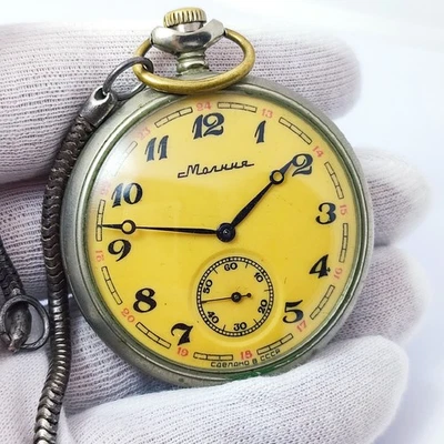 ⭐Rare VINTAGE soviet pocket watch MOLNIJA ship cupronickel 18jewels made in USSR - Image 1 of 4